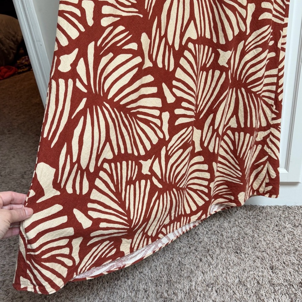 Banana Republic Factory Linen Blend Skirt Orange & Cream Tropical Size Large - Picture 5 of 10